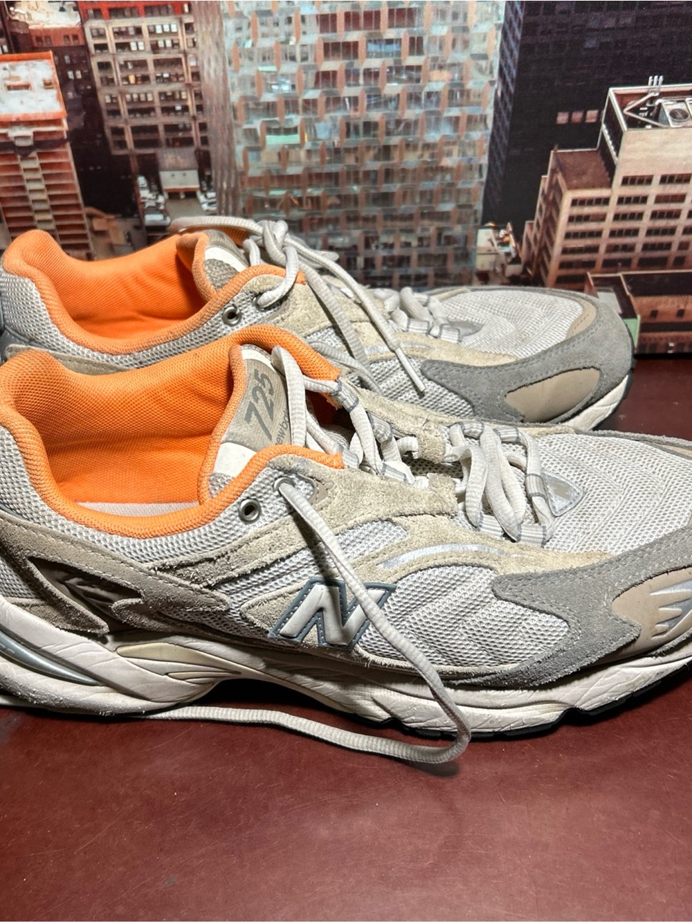 New Balance Men’s Gray & Orange Athletic Sneakers